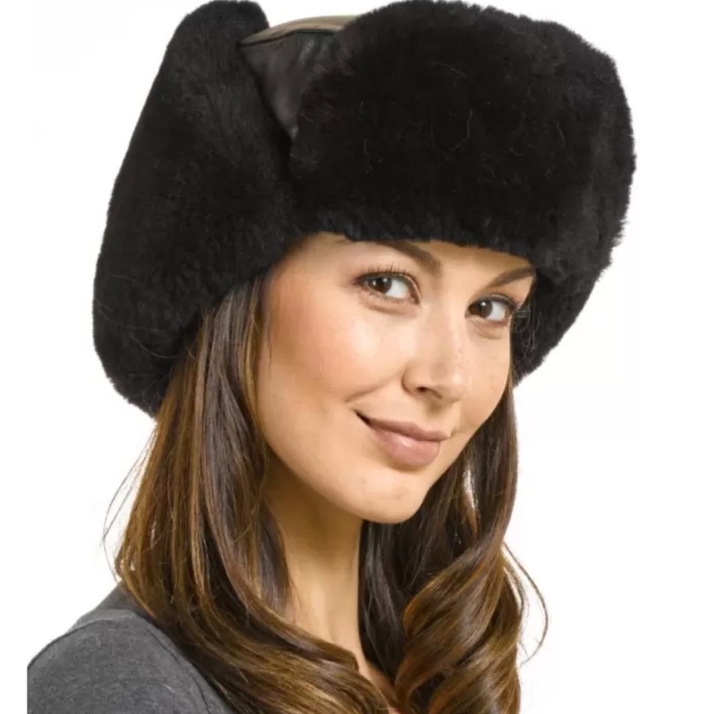 Vintage Crown Cap Sheepskin Aviator Trapper Hat / Made in Canada